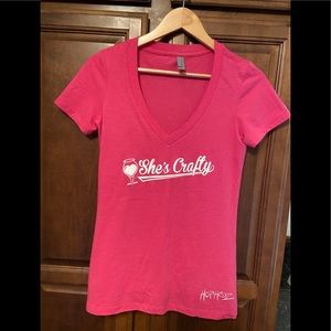 Next Level “She’s Crafty” Pink T-shirt, S/M